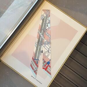 Luxury Style Chain Buckle Icon Print Silky Purse or Neck Scarf*Pink